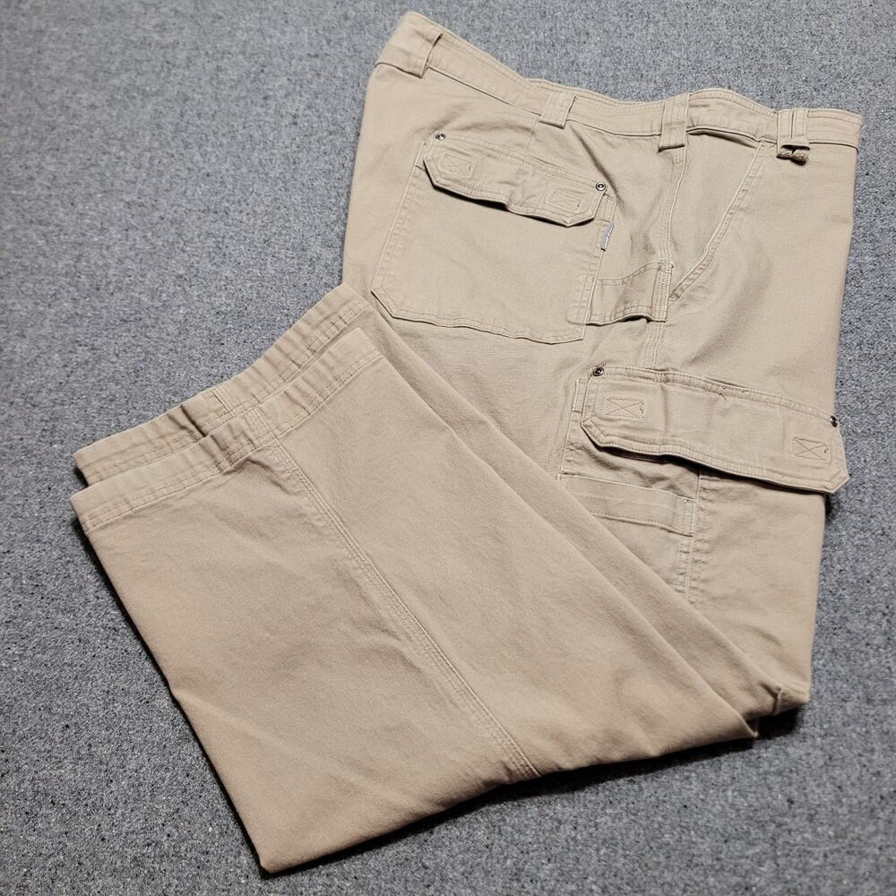 Duluth Trading Pants Mens 48x30 Khaki Flex Fire Hose Relaxed Fit Cargo Work